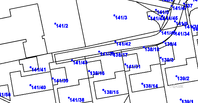 Parcela st. 141/30 v KÚ Nebovidy u Brna, Katastrální mapa