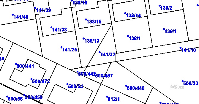 Parcela st. 141/32 v KÚ Nebovidy u Brna, Katastrální mapa