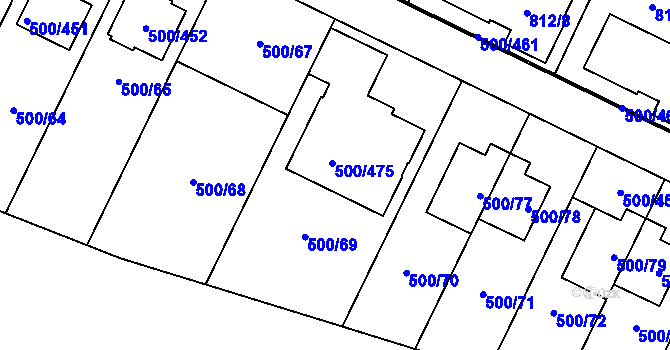 Parcela st. 500/69 v KÚ Nebovidy u Brna, Katastrální mapa