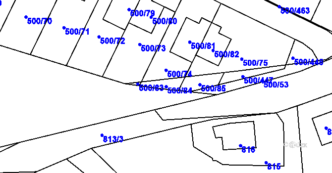 Parcela st. 500/84 v KÚ Nebovidy u Brna, Katastrální mapa