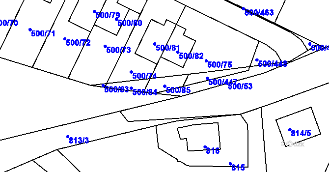 Parcela st. 500/85 v KÚ Nebovidy u Brna, Katastrální mapa