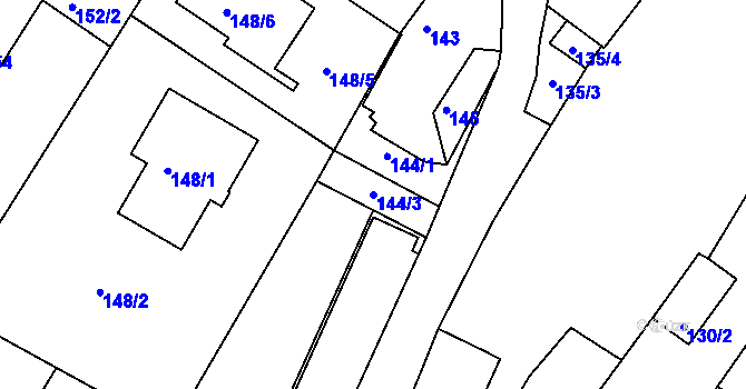 Parcela st. 144/3 v KÚ Nebovidy u Brna, Katastrální mapa