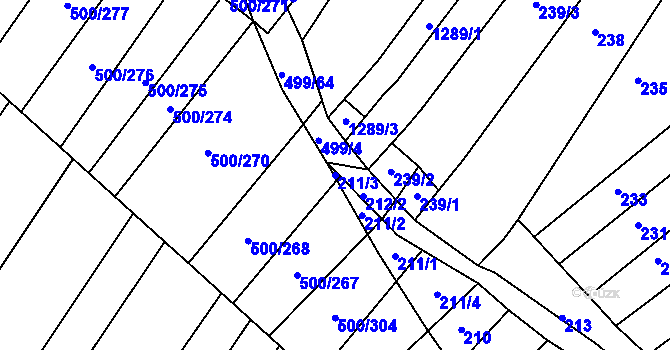 Parcela st. 211/3 v KÚ Nebovidy u Brna, Katastrální mapa