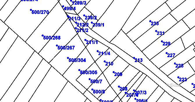 Parcela st. 211/4 v KÚ Nebovidy u Brna, Katastrální mapa