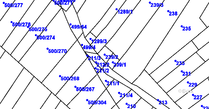 Parcela st. 239/2 v KÚ Nebovidy u Brna, Katastrální mapa