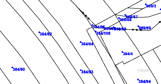 Parcela st. 384/84 v KÚ Nebovidy u Brna, Katastrální mapa