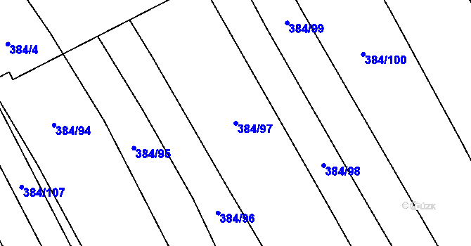 Parcela st. 384/97 v KÚ Nebovidy u Brna, Katastrální mapa