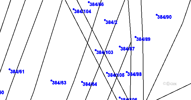 Parcela st. 384/103 v KÚ Nebovidy u Brna, Katastrální mapa