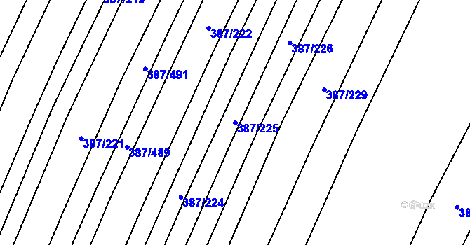 Parcela st. 387/225 v KÚ Nebovidy u Brna, Katastrální mapa
