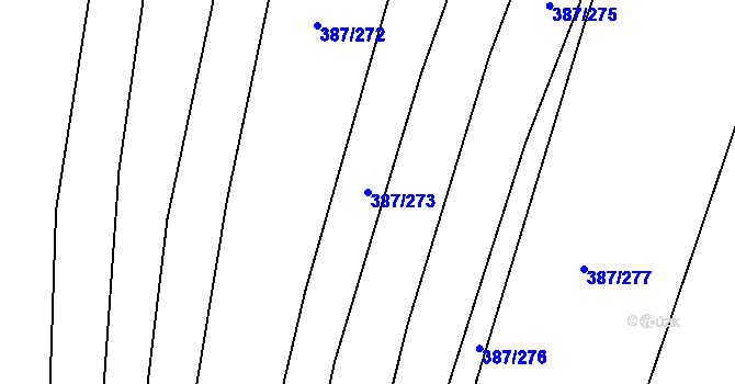 Parcela st. 387/273 v KÚ Nebovidy u Brna, Katastrální mapa