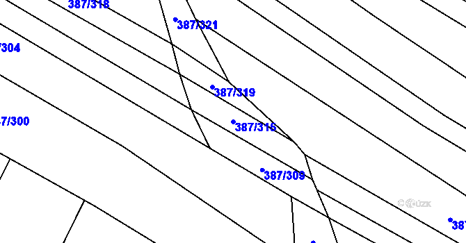 Parcela st. 387/315 v KÚ Nebovidy u Brna, Katastrální mapa