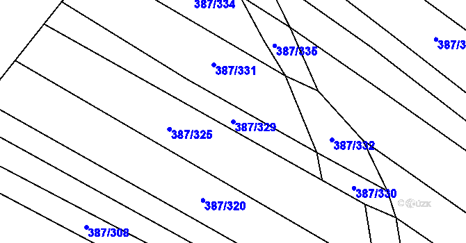 Parcela st. 387/329 v KÚ Nebovidy u Brna, Katastrální mapa