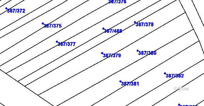 Parcela st. 387/379 v KÚ Nebovidy u Brna, Katastrální mapa