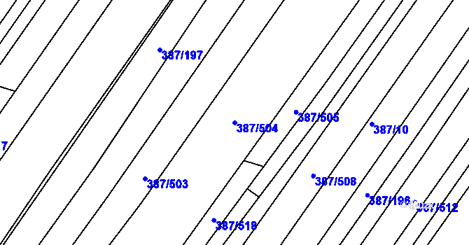 Parcela st. 387/504 v KÚ Nebovidy u Brna, Katastrální mapa