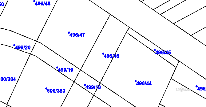 Parcela st. 496/46 v KÚ Nebovidy u Brna, Katastrální mapa