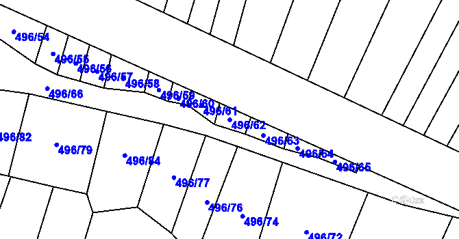 Parcela st. 496/62 v KÚ Nebovidy u Brna, Katastrální mapa