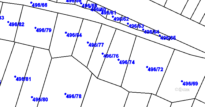 Parcela st. 496/76 v KÚ Nebovidy u Brna, Katastrální mapa