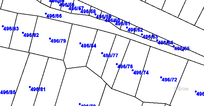 Parcela st. 496/77 v KÚ Nebovidy u Brna, Katastrální mapa