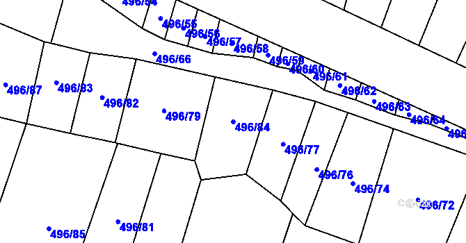 Parcela st. 496/84 v KÚ Nebovidy u Brna, Katastrální mapa