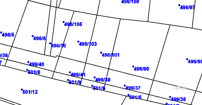 Parcela st. 496/101 v KÚ Nebovidy u Brna, Katastrální mapa