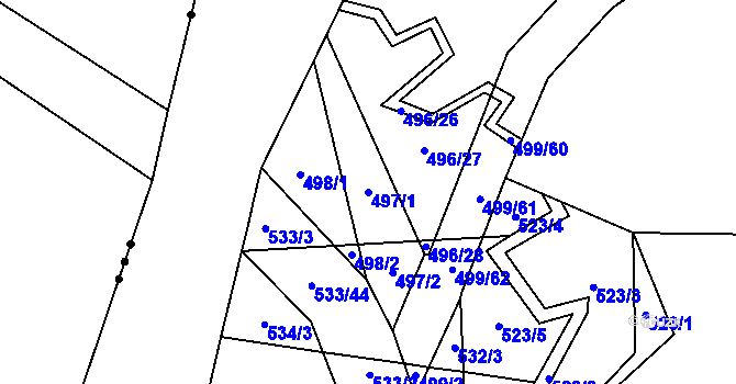 Parcela st. 497/1 v KÚ Nebovidy u Brna, Katastrální mapa