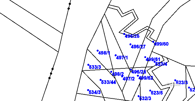 Parcela st. 498/1 v KÚ Nebovidy u Brna, Katastrální mapa