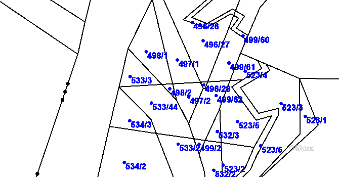 Parcela st. 498/2 v KÚ Nebovidy u Brna, Katastrální mapa