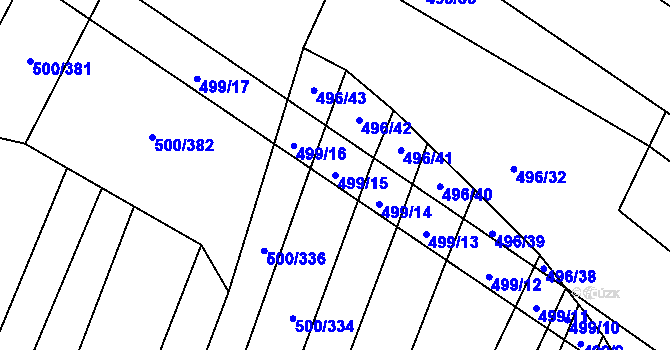 Parcela st. 499/15 v KÚ Nebovidy u Brna, Katastrální mapa