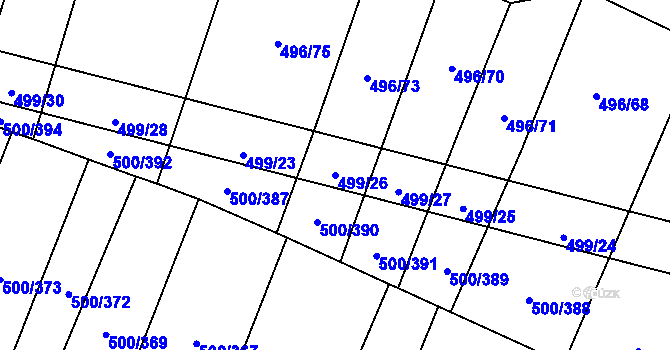 Parcela st. 499/26 v KÚ Nebovidy u Brna, Katastrální mapa