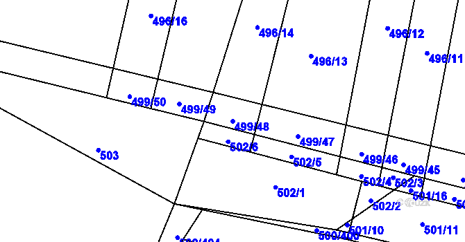 Parcela st. 499/48 v KÚ Nebovidy u Brna, Katastrální mapa