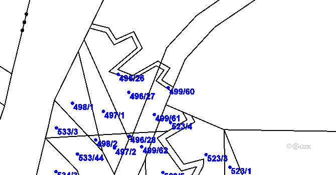 Parcela st. 499/60 v KÚ Nebovidy u Brna, Katastrální mapa