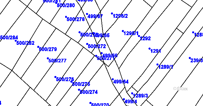 Parcela st. 499/66 v KÚ Nebovidy u Brna, Katastrální mapa