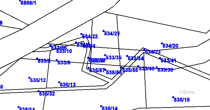Parcela st. 533/35 v KÚ Nebovidy u Brna, Katastrální mapa