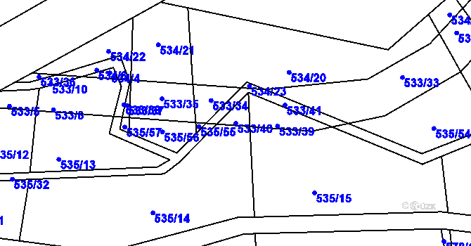 Parcela st. 533/40 v KÚ Nebovidy u Brna, Katastrální mapa