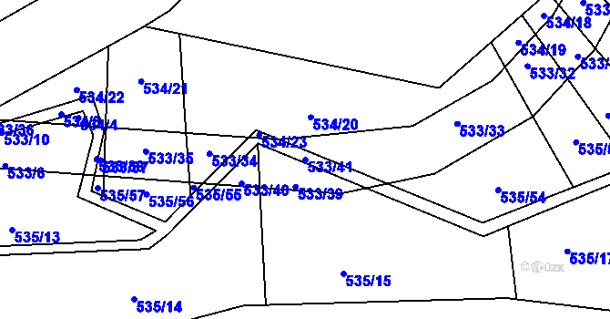 Parcela st. 533/41 v KÚ Nebovidy u Brna, Katastrální mapa