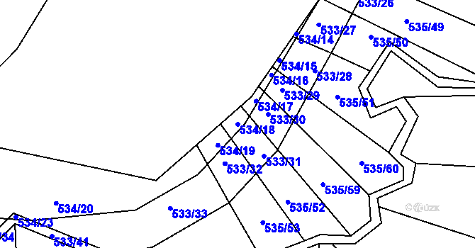 Parcela st. 534/18 v KÚ Nebovidy u Brna, Katastrální mapa