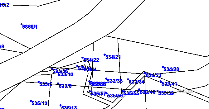 Parcela st. 534/21 v KÚ Nebovidy u Brna, Katastrální mapa