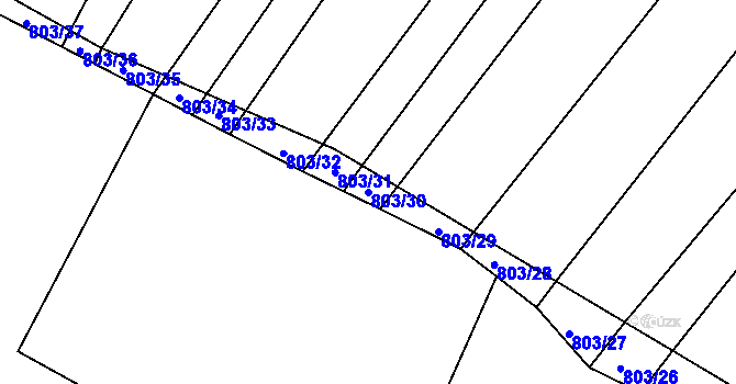 Parcela st. 803/30 v KÚ Nebovidy u Brna, Katastrální mapa