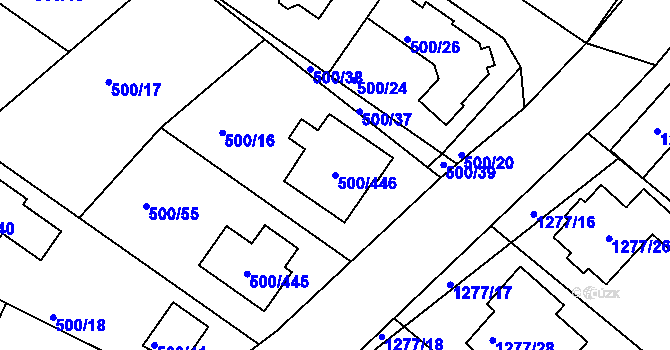 Parcela st. 500/446 v KÚ Nebovidy u Brna, Katastrální mapa