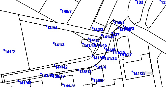 Parcela st. 141/44 v KÚ Nebovidy u Brna, Katastrální mapa