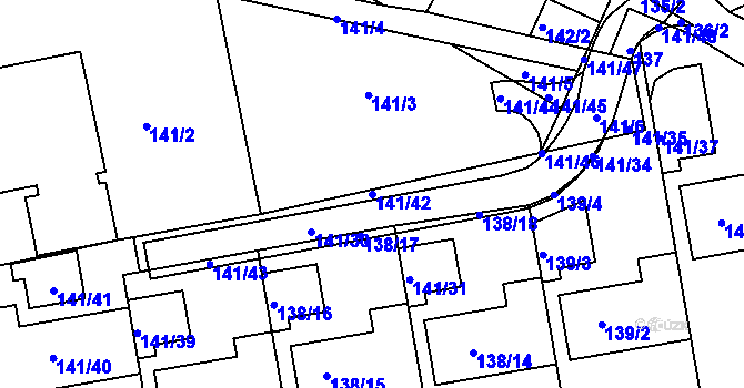 Parcela st. 141/42 v KÚ Nebovidy u Brna, Katastrální mapa
