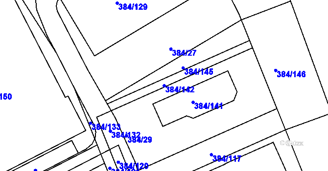 Parcela st. 384/142 v KÚ Nebovidy u Brna, Katastrální mapa