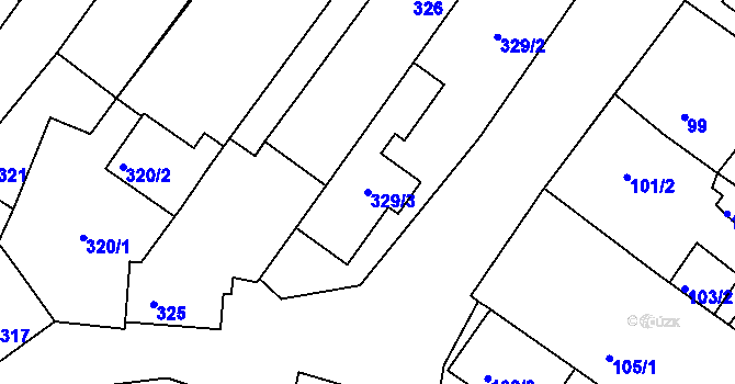 Parcela st. 329/3 v KÚ Nebovidy u Brna, Katastrální mapa