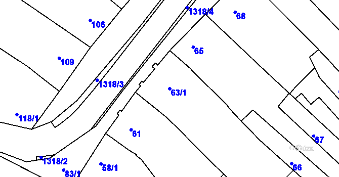 Parcela st. 63/1 v KÚ Nebovidy u Brna, Katastrální mapa
