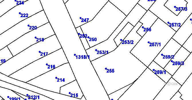 Parcela st. 253/1 v KÚ Nebovidy u Brna, Katastrální mapa