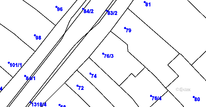 Parcela st. 76/3 v KÚ Nebovidy u Brna, Katastrální mapa