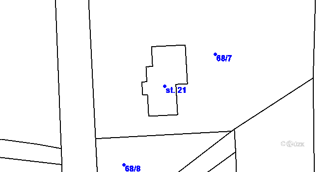 Parcela st. 21 v KÚ Zadní Ptákovice, Katastrální mapa