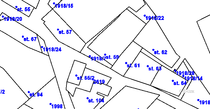 Parcela st. 59 v KÚ Nebužely, Katastrální mapa