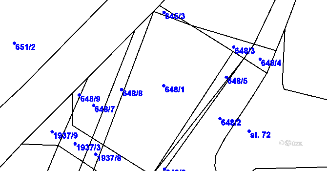Parcela st. 648/1 v KÚ Nebužely, Katastrální mapa
