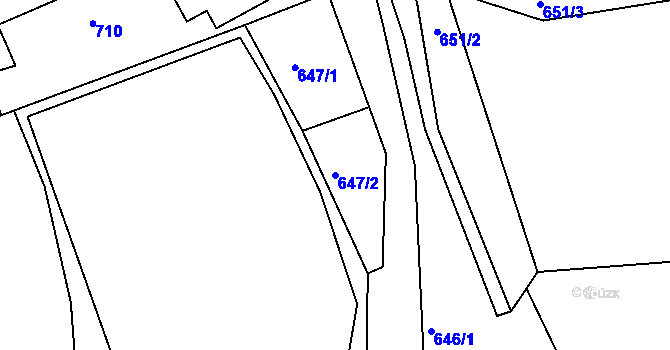 Parcela st. 647/2 v KÚ Lhota u Nečemic, Katastrální mapa